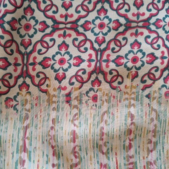 Charlie Jade lined peach-green-beige shift Dress, Sz M - Picture 9 of 12